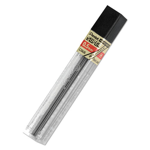 Image of Pentel® Super Hi-Polymer Lead Refills, 0.5 Mm, H, Black, 12/tube