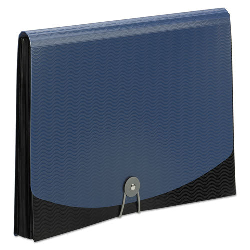 Image of Smead 12-Pocket Poly Expanding File, 0.88" Expansion, 12 Sections, Cord/Hook Closure, 1/6-Cut Tabs, Letter Size, Black/Blue