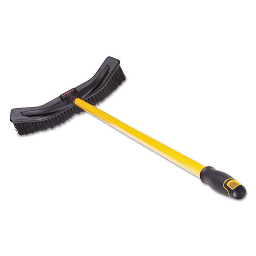 Image of Rubbermaid® Commercial Maximizer Push-To-Center Broom, Poly Bristles, 18 X 58.13, Steel Handle, Yellow/black
