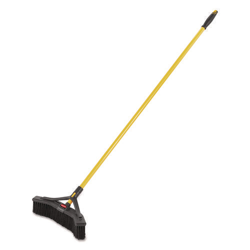 Image of Rubbermaid® Commercial Maximizer Push-To-Center Broom, Poly Bristles, 18 X 58.13, Steel Handle, Yellow/black