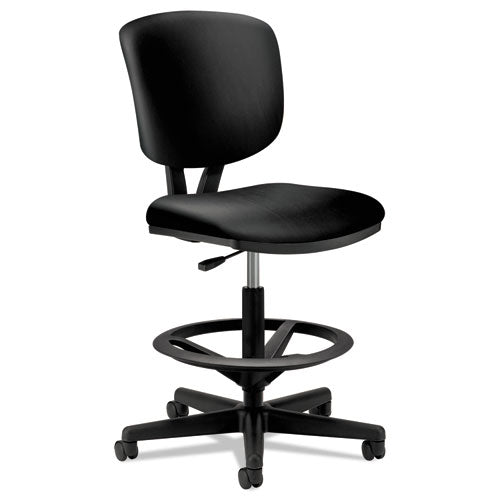 Image of HON® Volt Series Leather Adjustable Task Stool, Supports Up To 275 Lb, 22.88" To 32.38" Seat Height, Black