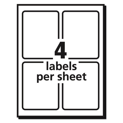 Image of Avery® Vibrant Laser Color-Print Labels w/ Sure Feed, 3.75 x 4.75, White, 100/PK