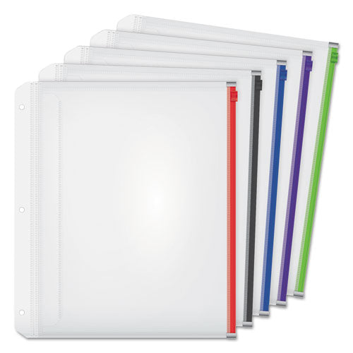 Image of Cardinal® Expanding Zipper Binder Pocket, 8.5 x 11, Assorted Colors, 5/Pack