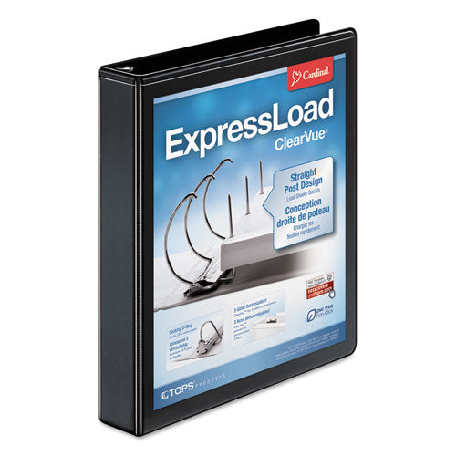 Image of Cardinal® Expressload Clearvue Locking D-Ring Binder, 3 Rings, 1.5" Capacity, 11 X 8.5, Black