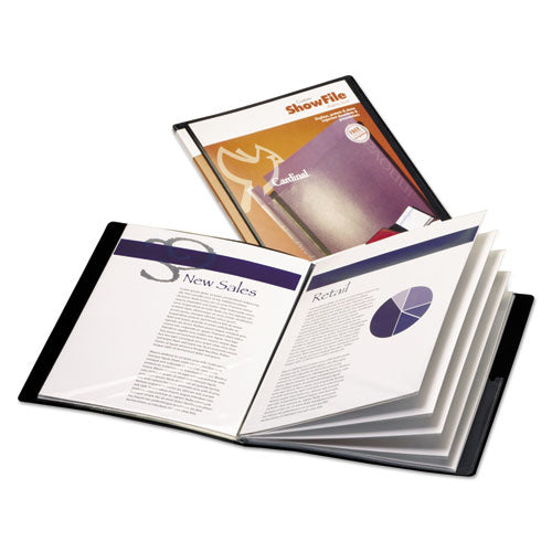Image of Cardinal® ShowFile Display Book with Custom Cover Pocket, 24 Letter-Size Sleeves, Black