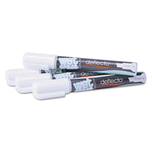 Image of deflecto® Wet Erase Markers, Medium Chisel Tip, White, 4/pack