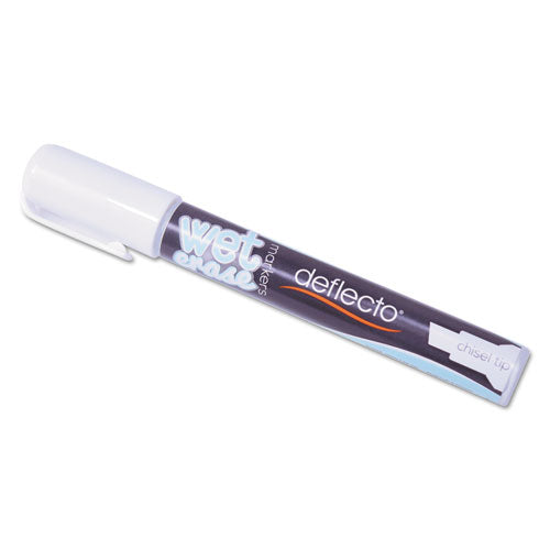Image of deflecto® Wet Erase Markers, Medium Chisel Tip, White, 4/pack