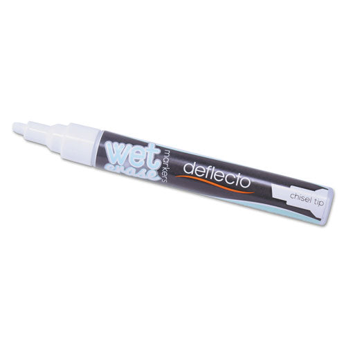 Image of deflecto® Wet Erase Markers, Medium Chisel Tip, White, 4/pack