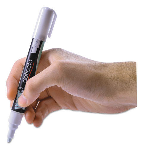 Image of deflecto® Wet Erase Markers, Medium Chisel Tip, White, 4/pack