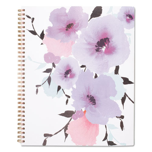 Image of Cambridge® Mina Weekly/Monthly Planner, Floral Artwork, 11 x 8.5, White/Violet/Peach Cover, 12-Month (Jan to Dec): 2025