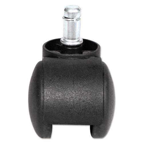 Image of Alera® Dual Wheel Hooded Casters, Grip Ring Type B Stem, 1.5" Hard Nylon Wheel, Matte Black, 5/Set