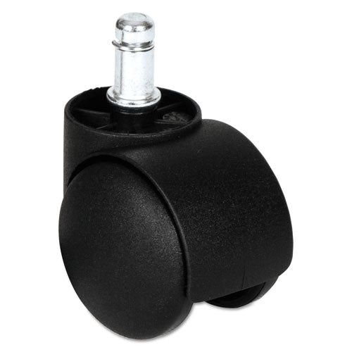 Image of Alera® Dual Wheel Hooded Casters, Grip Ring Type B Stem, 1.5" Hard Nylon Wheel, Matte Black, 5/Set