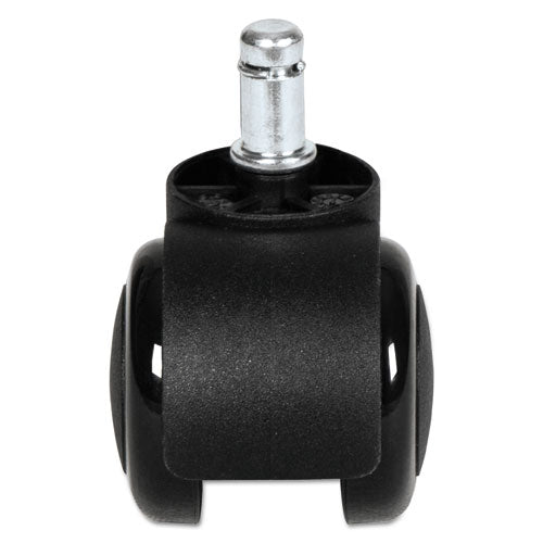 Image of Alera® Dual Wheel Hooded Casters, Grip Ring Type B Stem, 2" Soft Nylon Wheel, Black, 5/Set