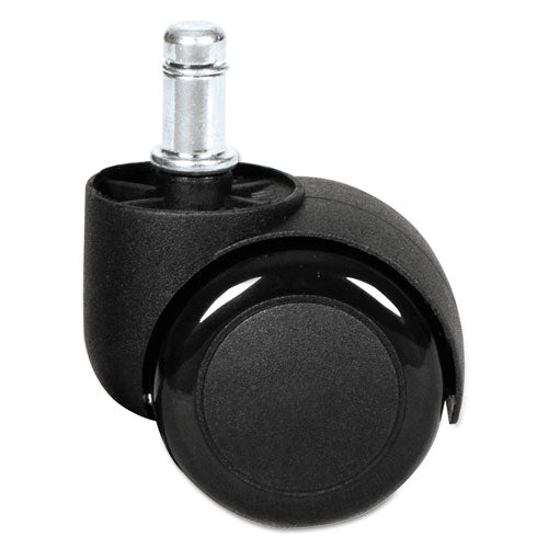 Image of Alera® Dual Wheel Hooded Casters, Grip Ring Type B Stem, 2" Soft Nylon Wheel, Black, 5/Set