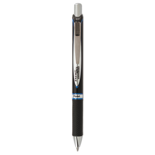 Image of Pentel® EnerGel PRO Permanent Ink Hybrid Gel Pen, Retractable, Medium 0.7 mm, Blue Ink, Black Barrel