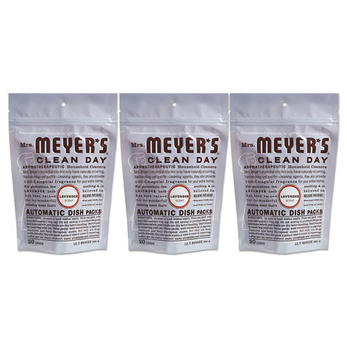 Image of Mrs. Meyer's® Automatic Dish Detergent, Lavender, 12.7 Oz Pack, 20/pack, 6 Packs/carton