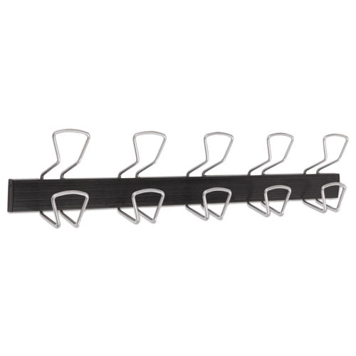 Image of Alba Wall-Mount Coat Hooks, 29.92 x 2.95 x 6.45, Metal, Silver, 22 lb Capacity