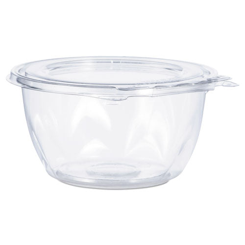 Image of Dart® Tamper-Resistant, Tamper-Evident Bowls with Flat Lid, 16 oz, 5.5" Diameter x 2.7" h, Clear, Plastic, 240/Carton