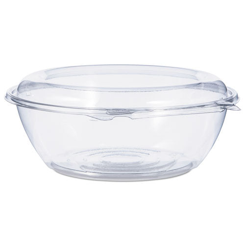 Image of Dart® Tamper-Resistant, Tamper-Evident Bowls with Dome Lid, 48 oz, 8.9" Diameter x 3.4" h, Clear, Plastic, 100/Carton