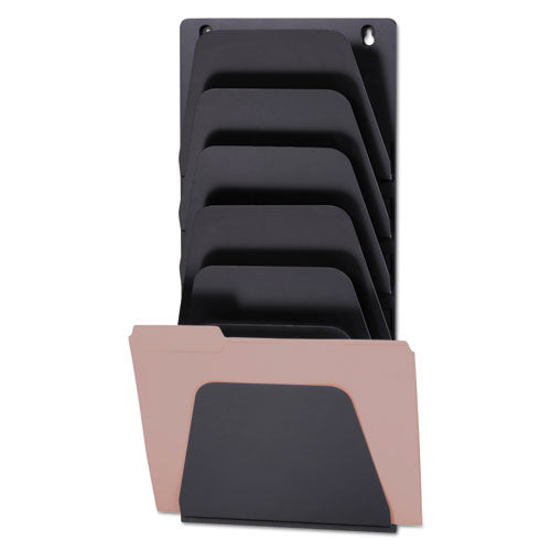 Image of Officemate Wall File Holder, 7 Sections, Legal/Letter Size, 9.43" x 2.88" x 22.38", Black