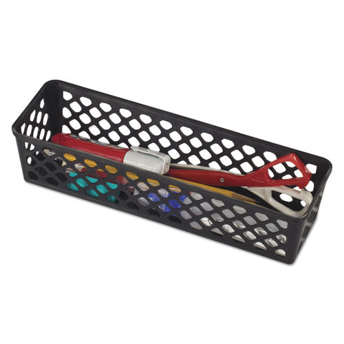 Image of Officemate Recycled Supply Basket, Plastic, 10.13 x 3.06 x 2.38, Black, 3/Pack