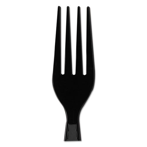 Image of Dixie® Plastic Cutlery, Heavyweight Fork, Black, 1,000/Carton