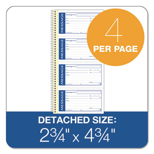 Image of Adams® Write 'n Stick Phone Message Book, Two-Part Carbonless, 4.75 x 2.75, 4 Forms/Sheet, 200 Forms Total