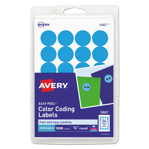 Image of Avery® Printable Self-Adhesive Removable Color-Coding Labels, 0.75" dia, Light Blue, 24/Sheet, 42 Sheets/Pack, (5461)