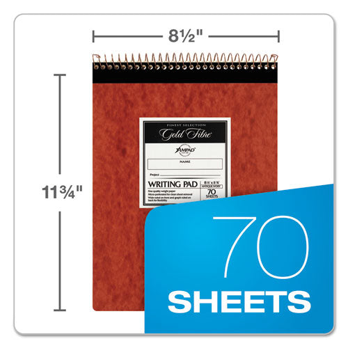 Image of Ampad® Gold Fibre Retro Wirebound Writing Pads, Wide/Legal and Quadrille Rule, Red Cover, 70 White 8.5 x 11.75 Sheets