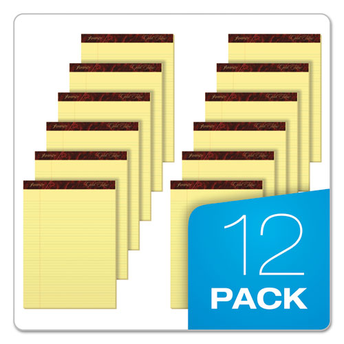 Image of Ampad® Gold Fibre Quality Writing Pads, Narrow Rule, 50 Canary-Yellow 8.5 X 11.75 Sheets, Dozen