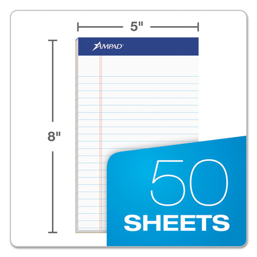 Image of Ampad® Recycled Writing Pads, Narrow Rule, Politex Green Kelsu Headband, 50 White 5 X 8 Sheets, Dozen
