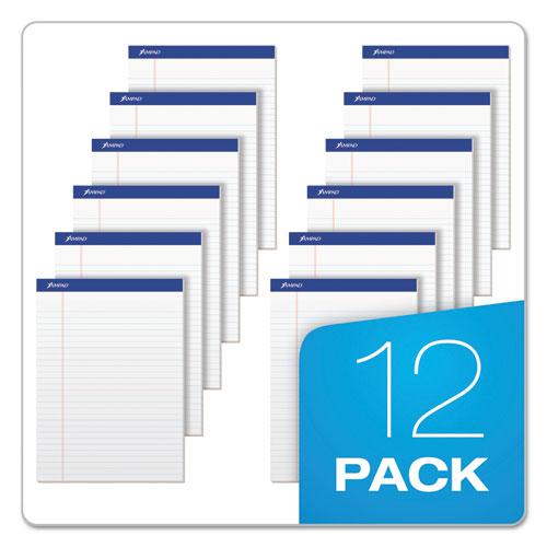 Image of Ampad® Recycled Writing Pads, Wide/legal Rule, Politex Green Kelsu Headband, 50 White 8.5 X 11.75 Sheets, Dozen