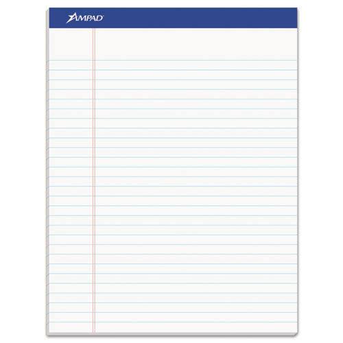 Image of Ampad® Recycled Writing Pads, Wide/legal Rule, Politex Green Kelsu Headband, 50 White 8.5 X 11.75 Sheets, Dozen