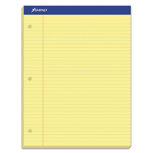 Image of Ampad® Double Sheet Pads, Wide/legal Rule, 100 Canary-Yellow 8.5 X 11.75 Sheets