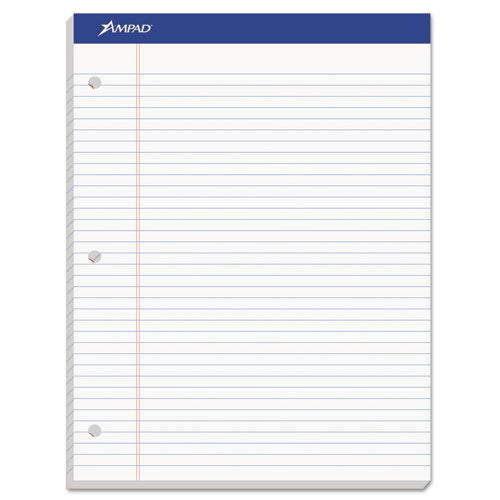 Image of Ampad® Double Sheet Pads, Medium/college Rule, 100 White 8.5 X 11.75 Sheets