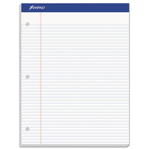 Image of Ampad® Double Sheet Pads, Wide/legal Rule, 100 White 8.5 X 11.75 Sheets