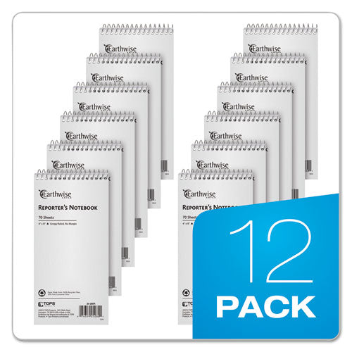 Image of Ampad® Earthwise By Ampad Recycled Reporter's Notepad, Gregg Rule, White Cover, 70 White 4 X 8 Sheets