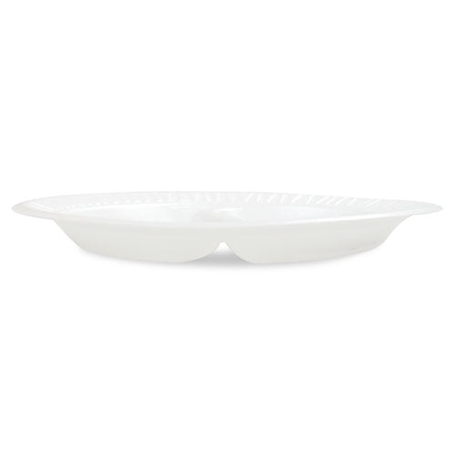 Image of Dart® Concorde Foam Plate, 3-Compartment Plate, 10.25" dia, White, 125/Pack, 4 Packs/Carton