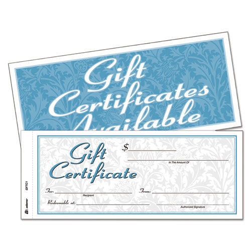 Image of Adams® Gift Certificates With Envelopes, 8 X 3.4, White/canary, 25/book