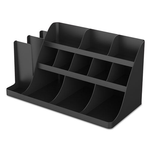 Image of Mind Reader Extra Large Coffee Condiment and Accessory Organizer, 14 Compartment, 24 x 11.8 x 12.5, Black