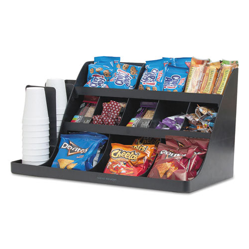 Image of Mind Reader Extra Large Coffee Condiment and Accessory Organizer, 14 Compartment, 24 x 11.8 x 12.5, Black