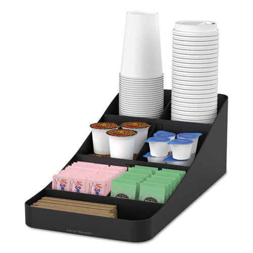 Image of Mind Reader Trove Seven-Compartment Coffee Condiment Organizer, 7.75 x 16 x 5.25, Black