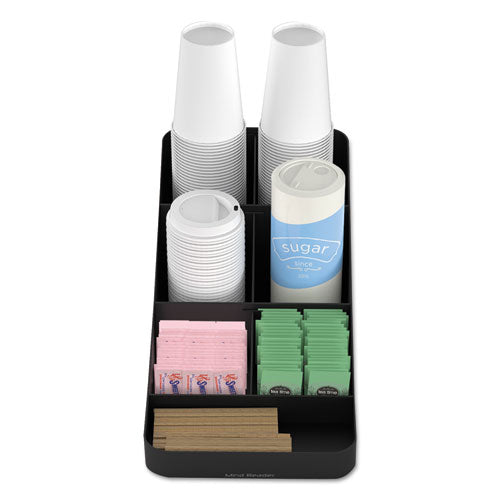 Image of Mind Reader Trove Seven-Compartment Coffee Condiment Organizer, 7.75 x 16 x 5.25, Black