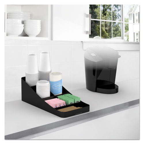 Image of Mind Reader Trove Seven-Compartment Coffee Condiment Organizer, 7.75 x 16 x 5.25, Black