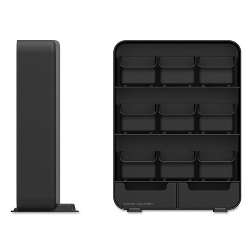 Image of Mind Reader Baggy Nine-Drawer Tea Bag and Accessory Holder, 10.24 x 4.33 x 13.11, Black