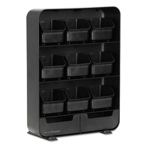 Image of Mind Reader Baggy Nine-Drawer Tea Bag and Accessory Holder, 10.24 x 4.33 x 13.11, Black