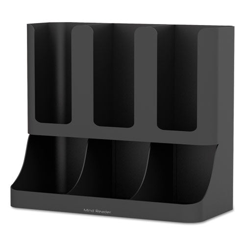 Image of Mind Reader Flume Six-Section Upright Coffee Condiment/Cup Organizer, 11.5 x 6.5 x 15, Black