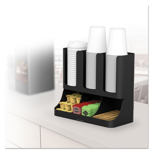 Image of Mind Reader Flume Six-Section Upright Coffee Condiment/Cup Organizer, 11.5 x 6.5 x 15, Black