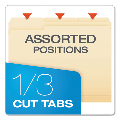 Image of Pendaflex® SmartShield Top Tab File Folders, 1/3-Cut Tabs: Assorted, Letter Size, Manila, 100/Box