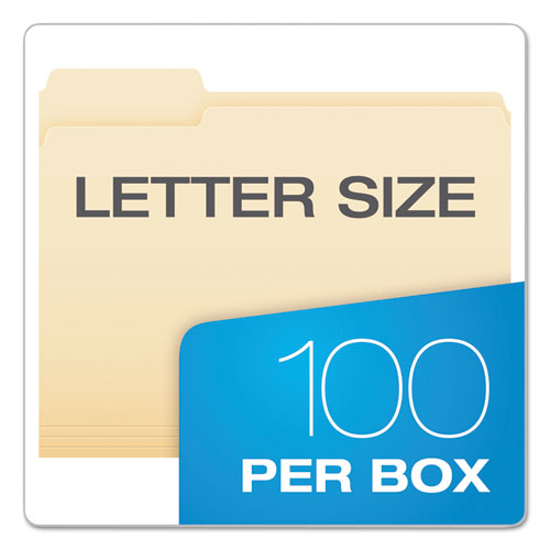 Image of Pendaflex® SmartShield Top Tab File Folders, 1/3-Cut Tabs: Assorted, Letter Size, Manila, 100/Box